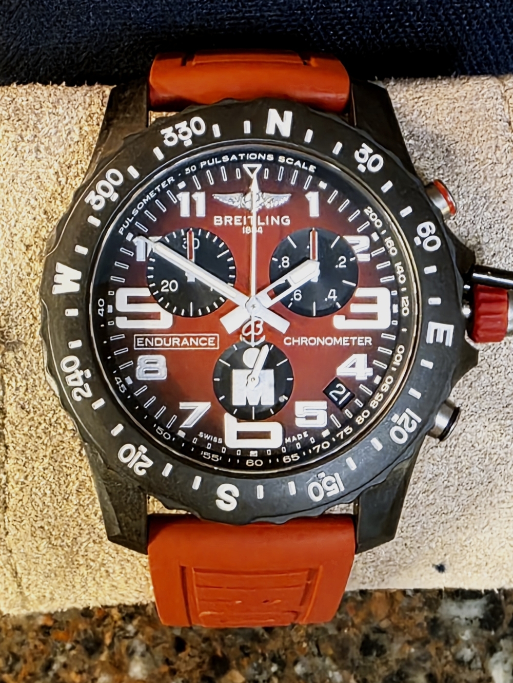 Breitling Endurance Chronometer Red Dial Sport Watch